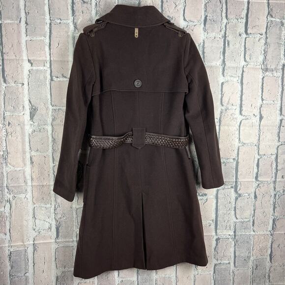Mackage Womens Wool Trench Coat Brown Size Medium